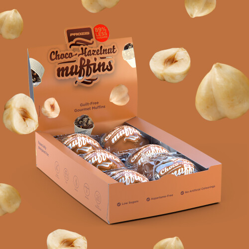 6 x Cocoa-Hazelnut Muffins - Magdalenas con bajo contenido en azúcares 60 g
