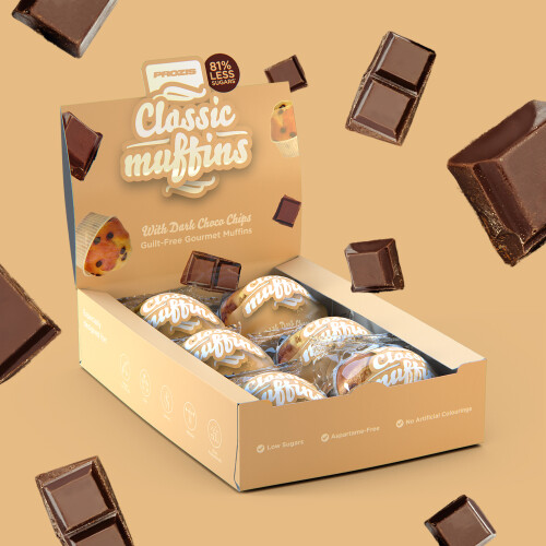 6 x Dark Choco Chip Muffins - Magdalenas con bajo contenido en azúcares 60 g