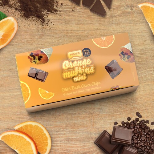 2 x Orange-Choco Chip Mini Muffins - Magdalenas con bajo contenido en azúcares 30 g