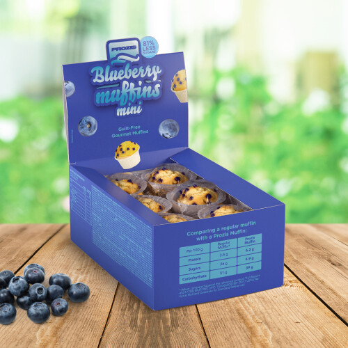 12 x Blueberry Mini Muffins - Magdalenas con bajo contenido en azúcares 30 g