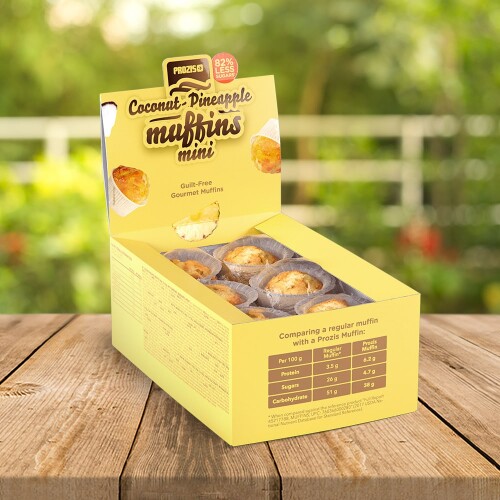 12 x Coconut-Pineapple Mini Muffins - Magdalenas con bajo contenido en azúcares 30 g
