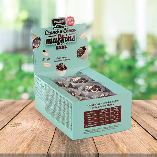 12 x Cocoa Crunchy Mini Muffins - Magdalenas con bajo contenido en azúcares 30 g