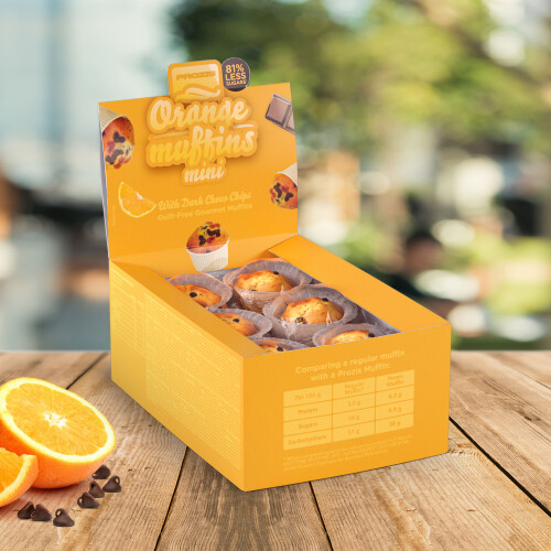 12 x Orange-Choco Chip Mini Muffins - Magdalenas con bajo contenido en azúcares 30 g
