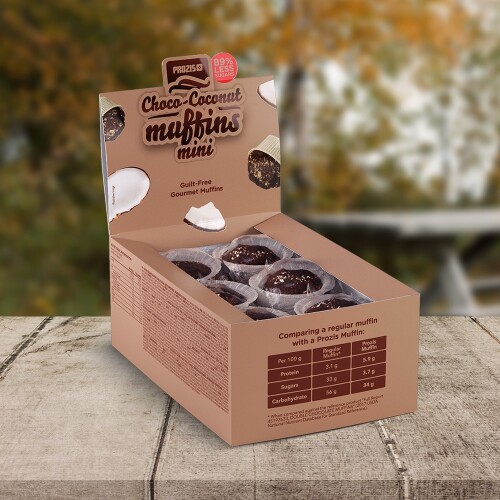 12 x Cocoa-Coconut Mini Muffins - Magdalenas con bajo contenido en azúcares 30 g