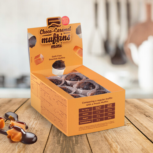 12 x Cocoa-Caramel Mini Muffins - Magdalenas con bajo contenido en azúcares 30 g