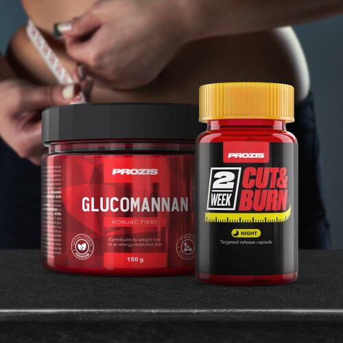 2 Week Cut & Burn 45 caps - Night + Free Glucomannan - Konjac Fibre 150 g Natural