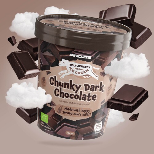 Glace Bio au Chocolat Noir avec Fudge et Morceaux de Chocolat Holy Jersey 450 mL