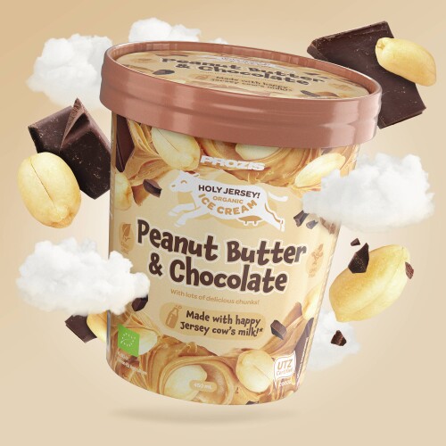 Glace Bio au Beurre de Cacahuète avec Morceaux de Chocolat Holy Jersey 450 mL