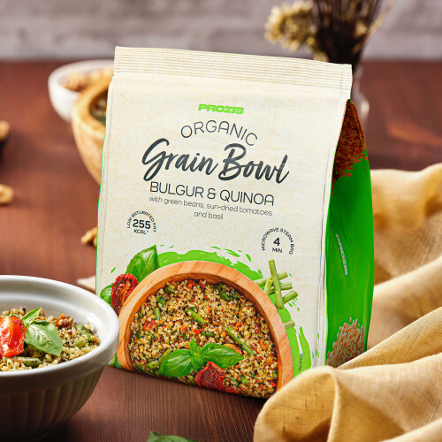 Organic Grain Bowl - Bulgur y quinoa con judías verdes, tomate seco y albahaca 284g
