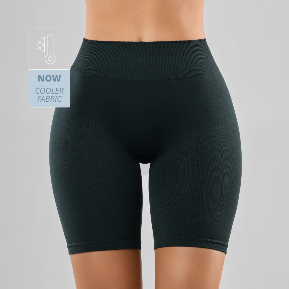 Athleisure middelhoge fietsshorts - donkergroen (10)