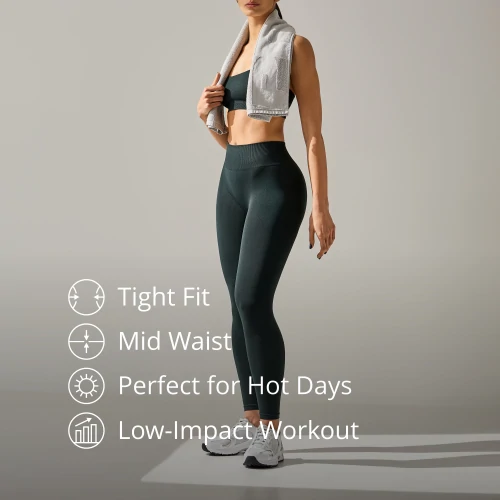 Athleisure Mid-Waist Leggings - Deep Green (2)