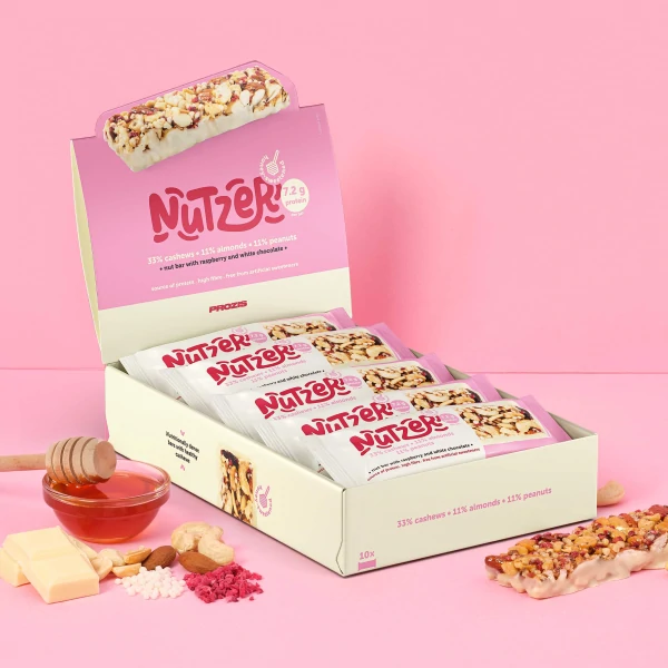 Nutzer Bar - Cashew, Himbeere und weiße Schokolade x 10