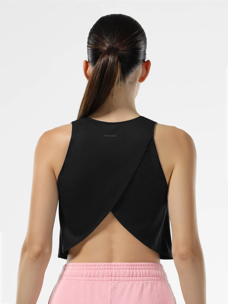 Athleisure Crossover Crop Top - Black (7)