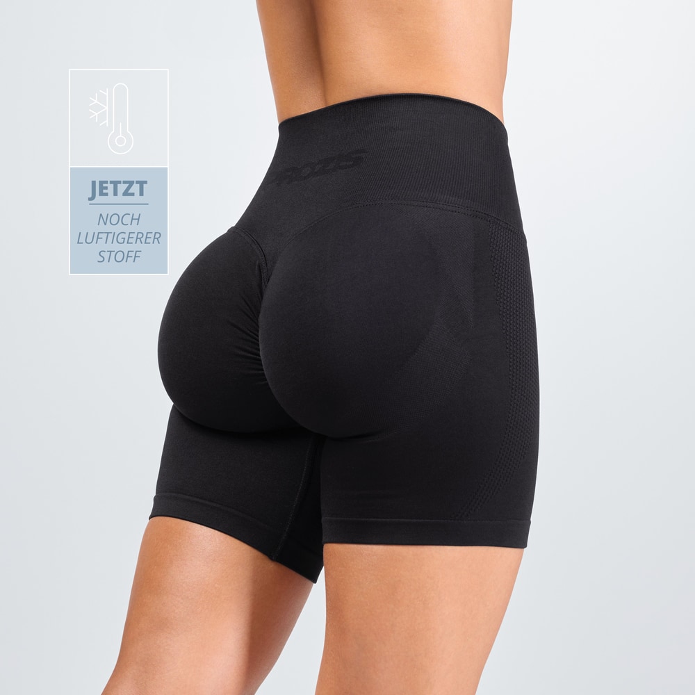 MuseFit Front V Shorts mit mittelhohem Bund (1)