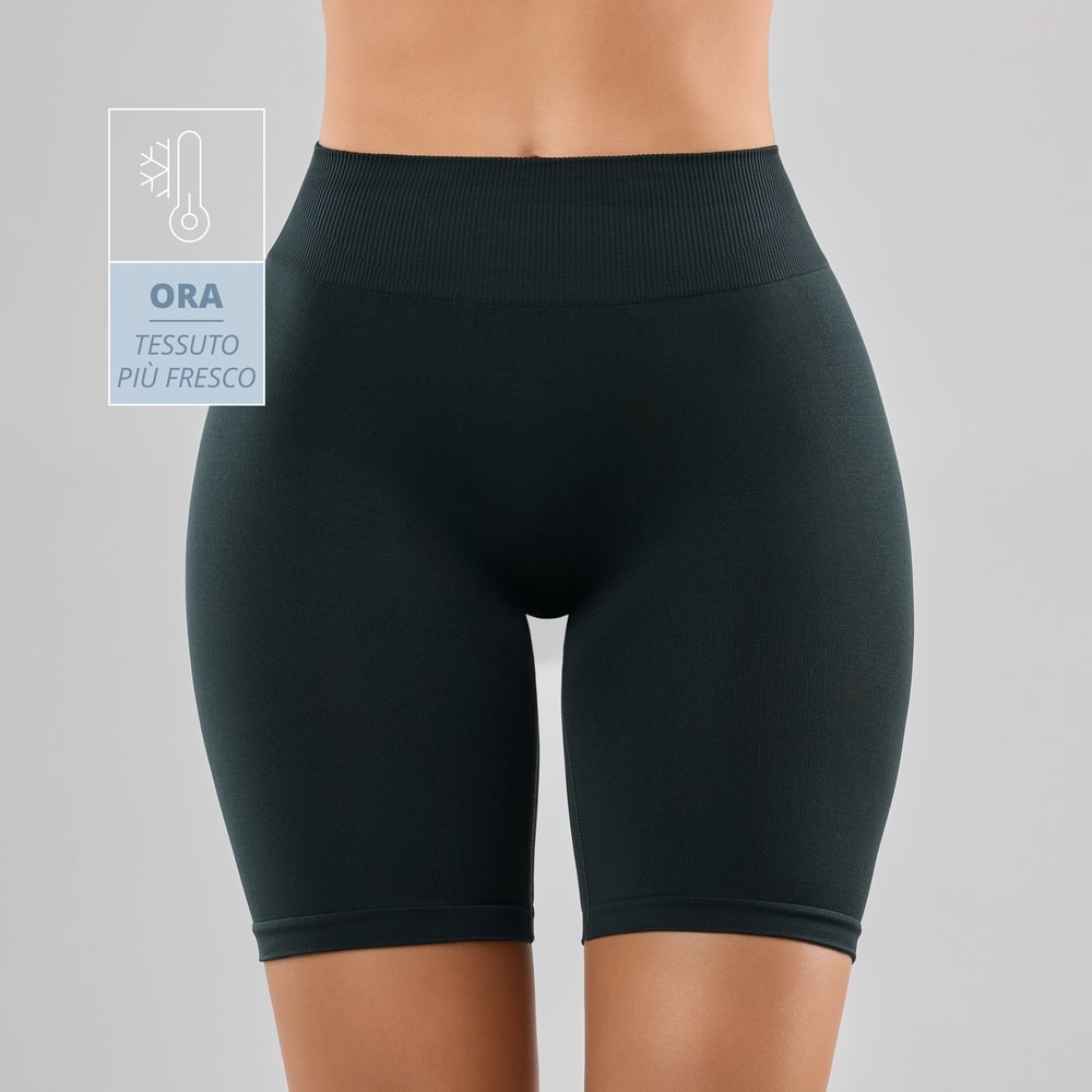 Pantaloncini da Ciclista a Vita Media Athleisure - Verde scuro (10)