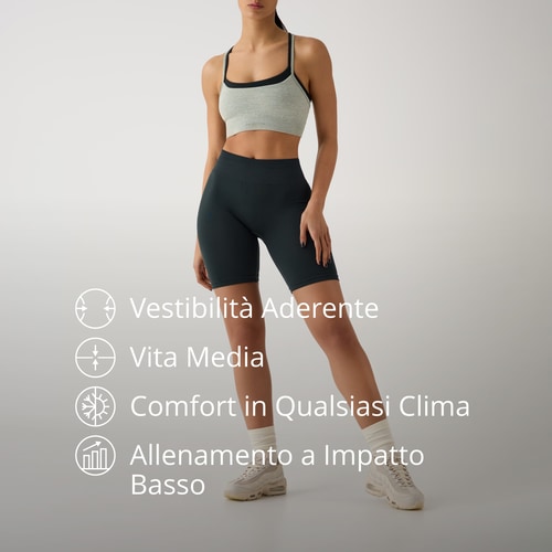 Pantaloncini da Ciclista a Vita Media Athleisure - Verde scuro (2)