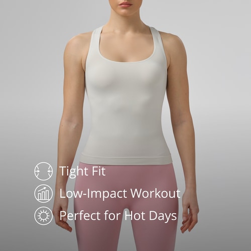 Athleisure RacerBack Tank Top - Off White (2)
