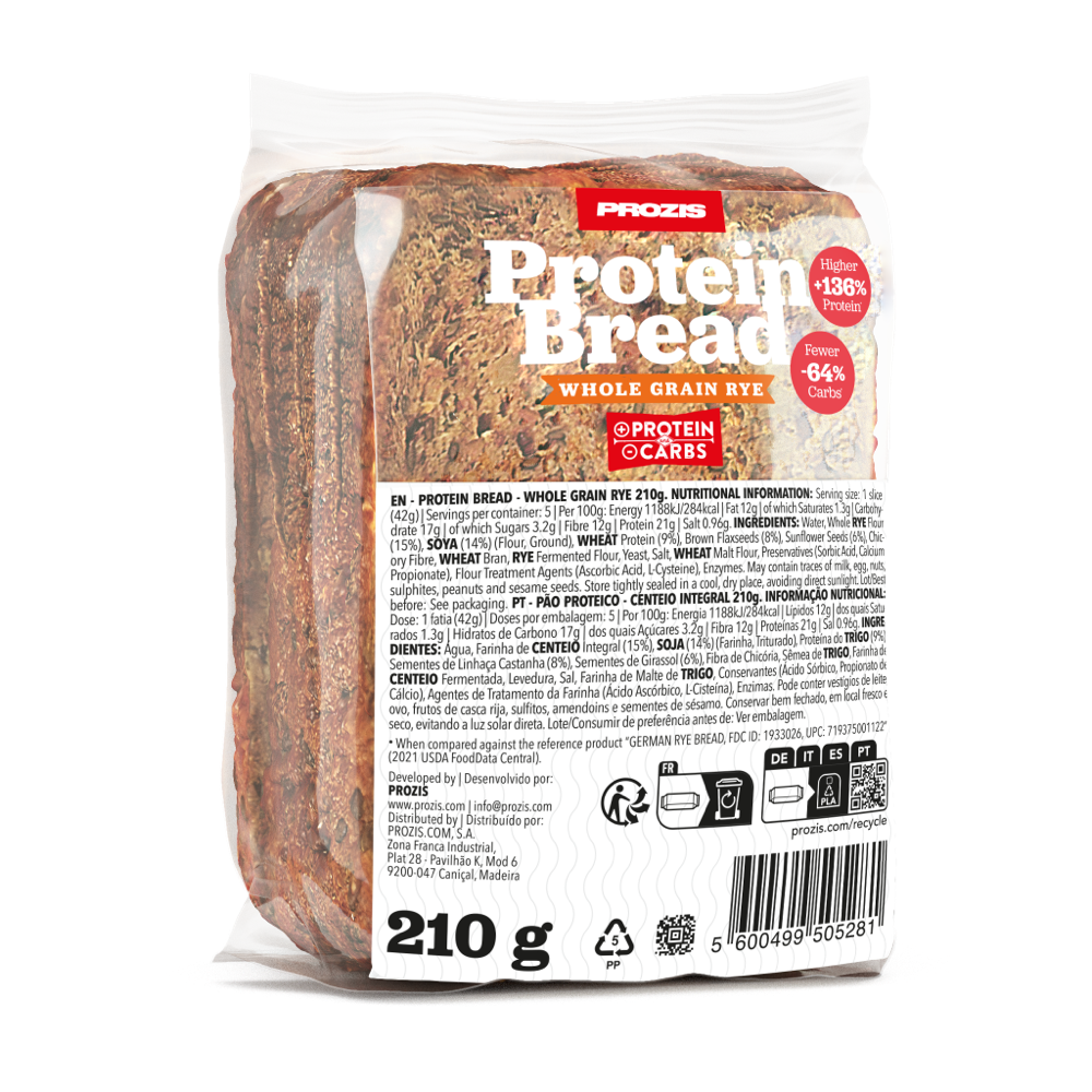 Protein Bread Whole Grain Rye 210 g Haferflocken, Brot und