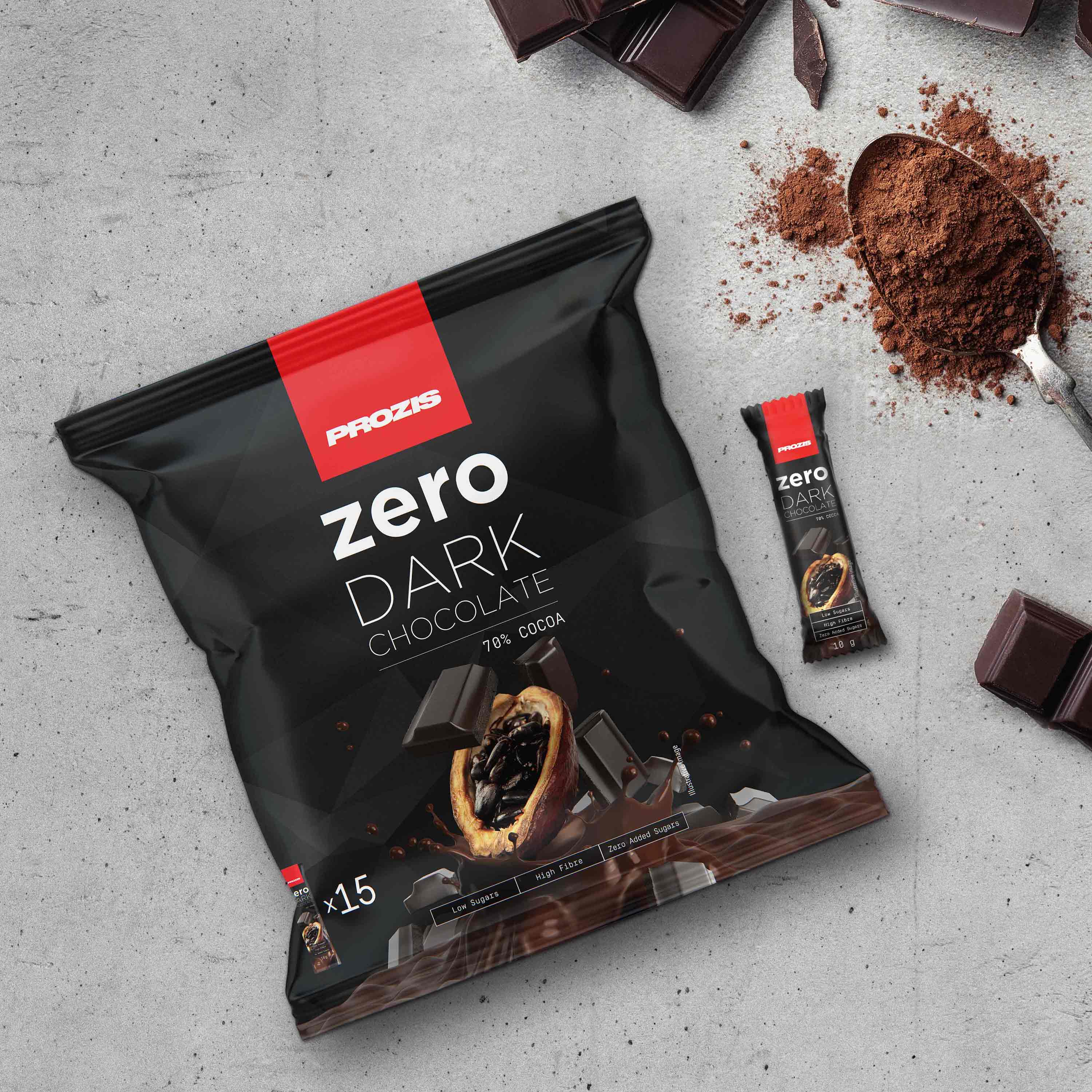 15 X Mini Zero Dark Chocolate 10 G Bars Snacks On The Go Prozis