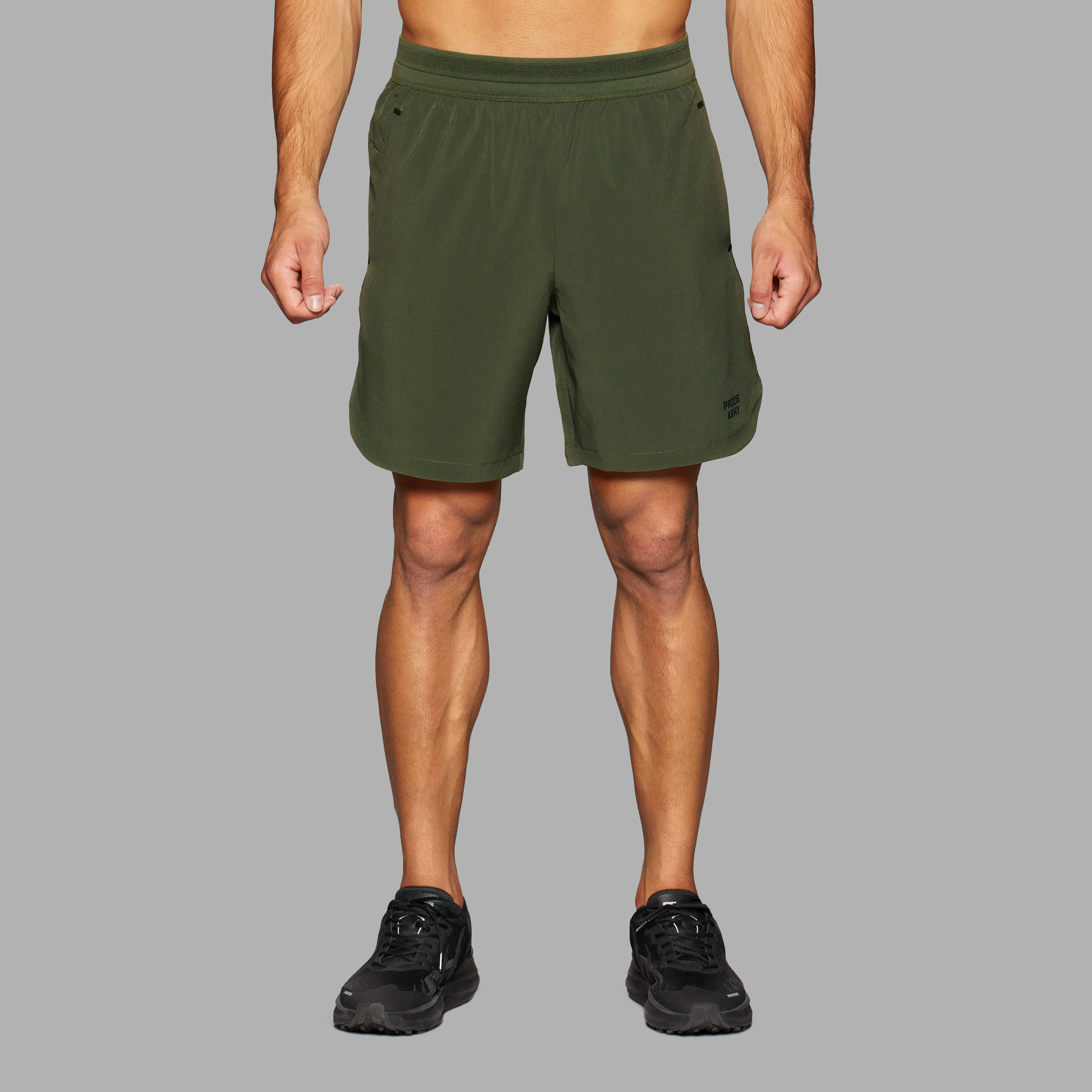 olive running shorts