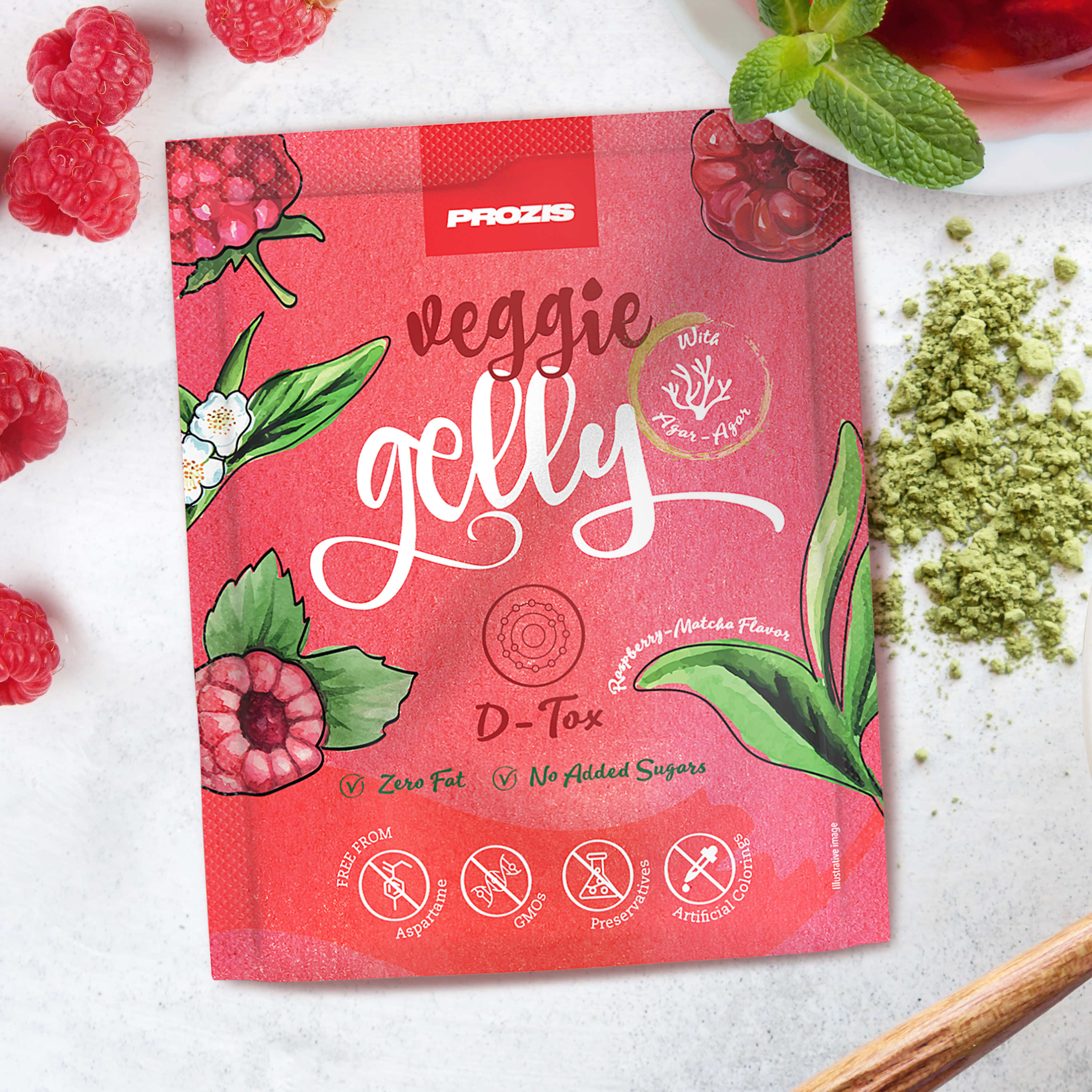 Veggie Gelly D Tox 15 G Raspberry Matcha Free From Dietary Needs Prozis