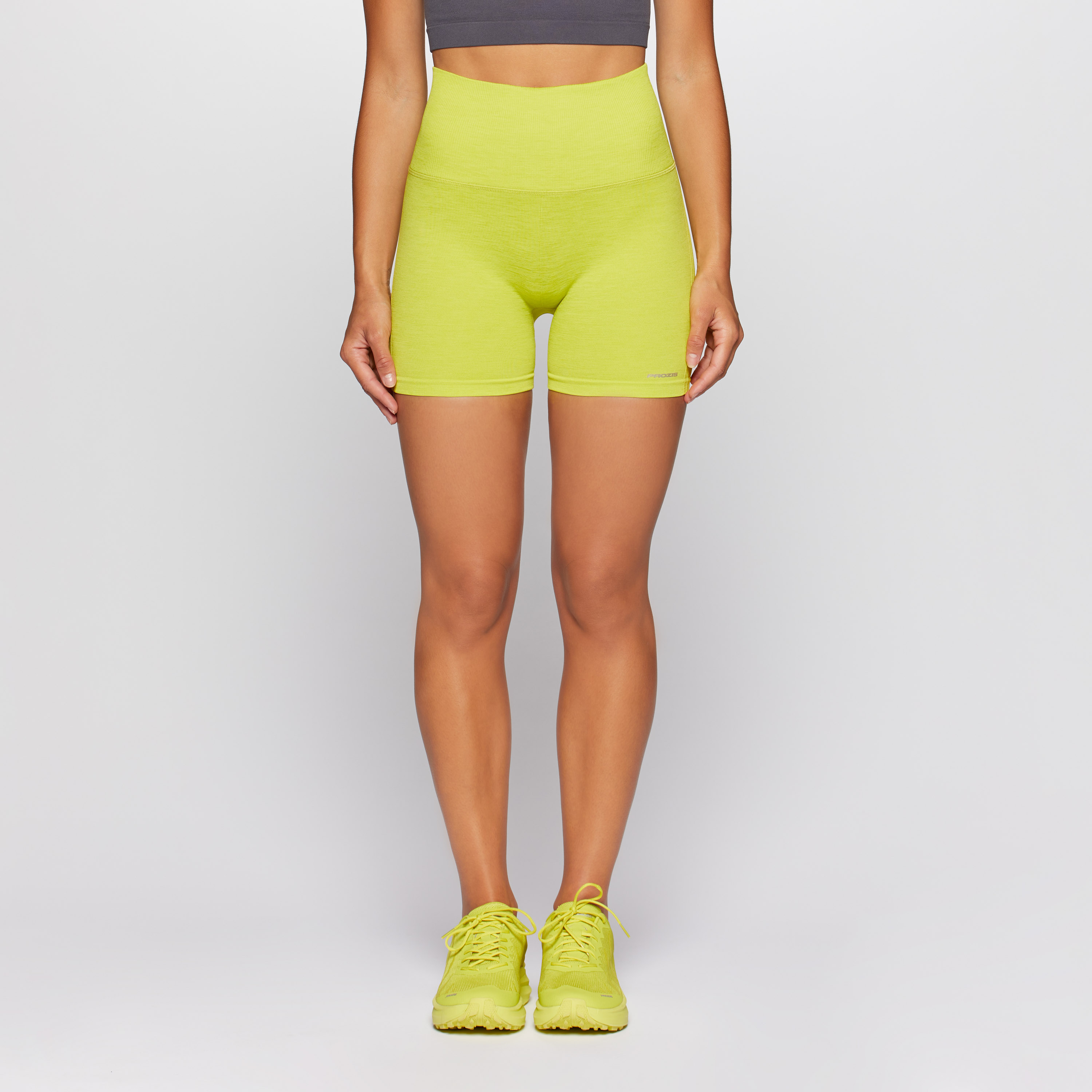 neon green high waisted shorts