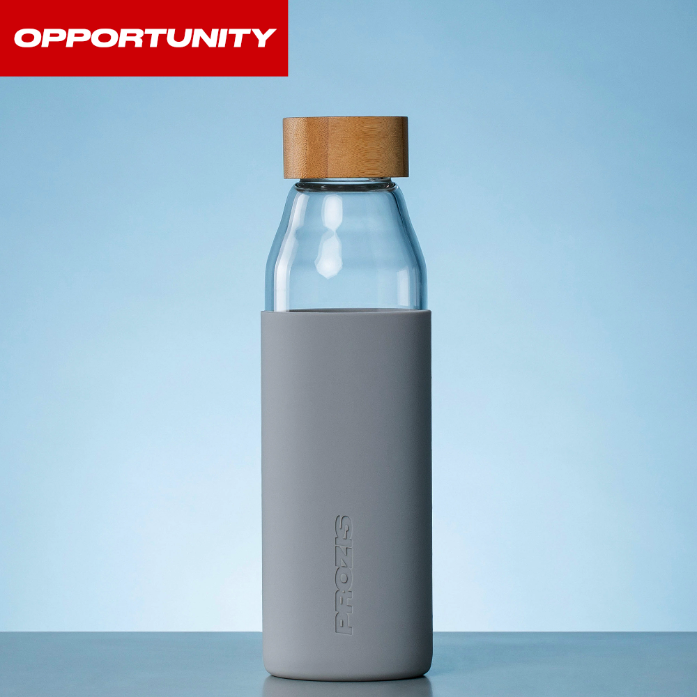 Oslo Glass Bottle Grey 500 Ml Free Green Tea Home Prozis