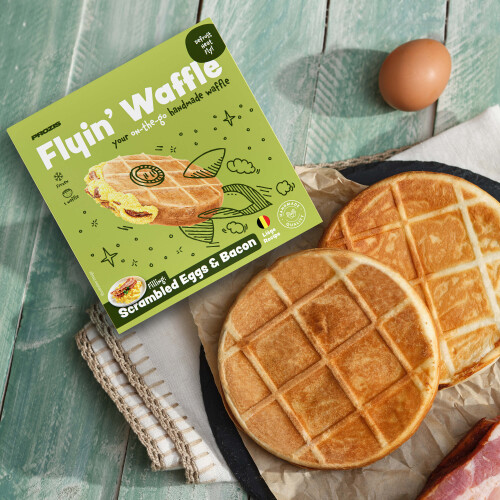 Flying Waffle - Huevos revueltos y beicon