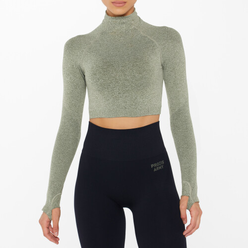 Crop Top à Manches Longues Army Field Action - Green Melange