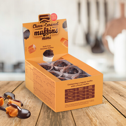 12 x Cocoa-Caramel Mini Muffins - Low Sugar Muffins 30 g