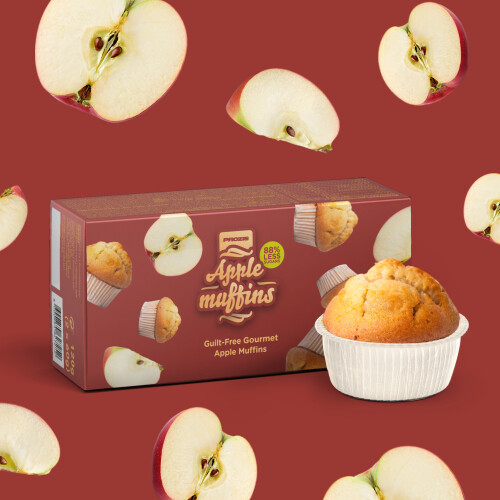2 x Apple Muffins - Muffins à Faible Teneur en Sucres 60 g