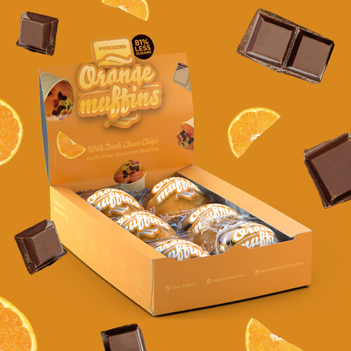 6 x Orange-Choco Chip Muffins - Muffin con Pochi Zuccheri 60 g