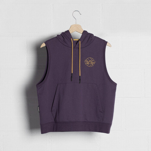 purple sleeveless hoodie