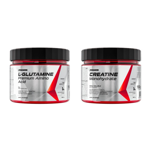 Creatine Monohydrate 150 g + LGlutamine 150g Build Muscle Prozis