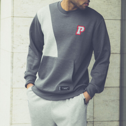 grey college sweater