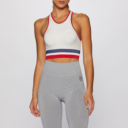 white racerback sports bra