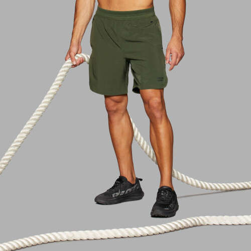 Olive green running shorts