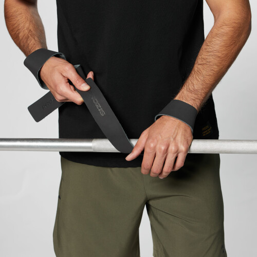  Leather Weightlifting Straps - Black