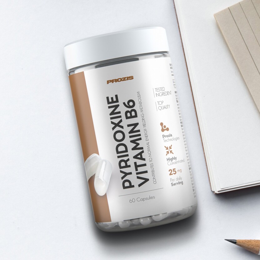 Pyridoxine HCl Vitamin B6 25 mg 60 caps 维生素和矿物质 Prozis