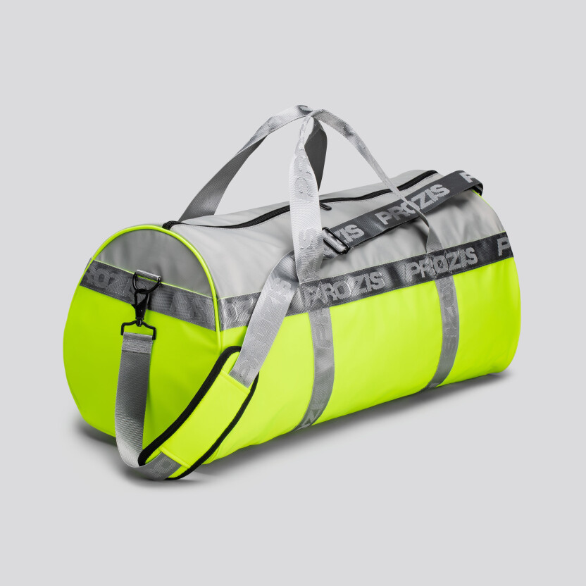 neon green duffle bag