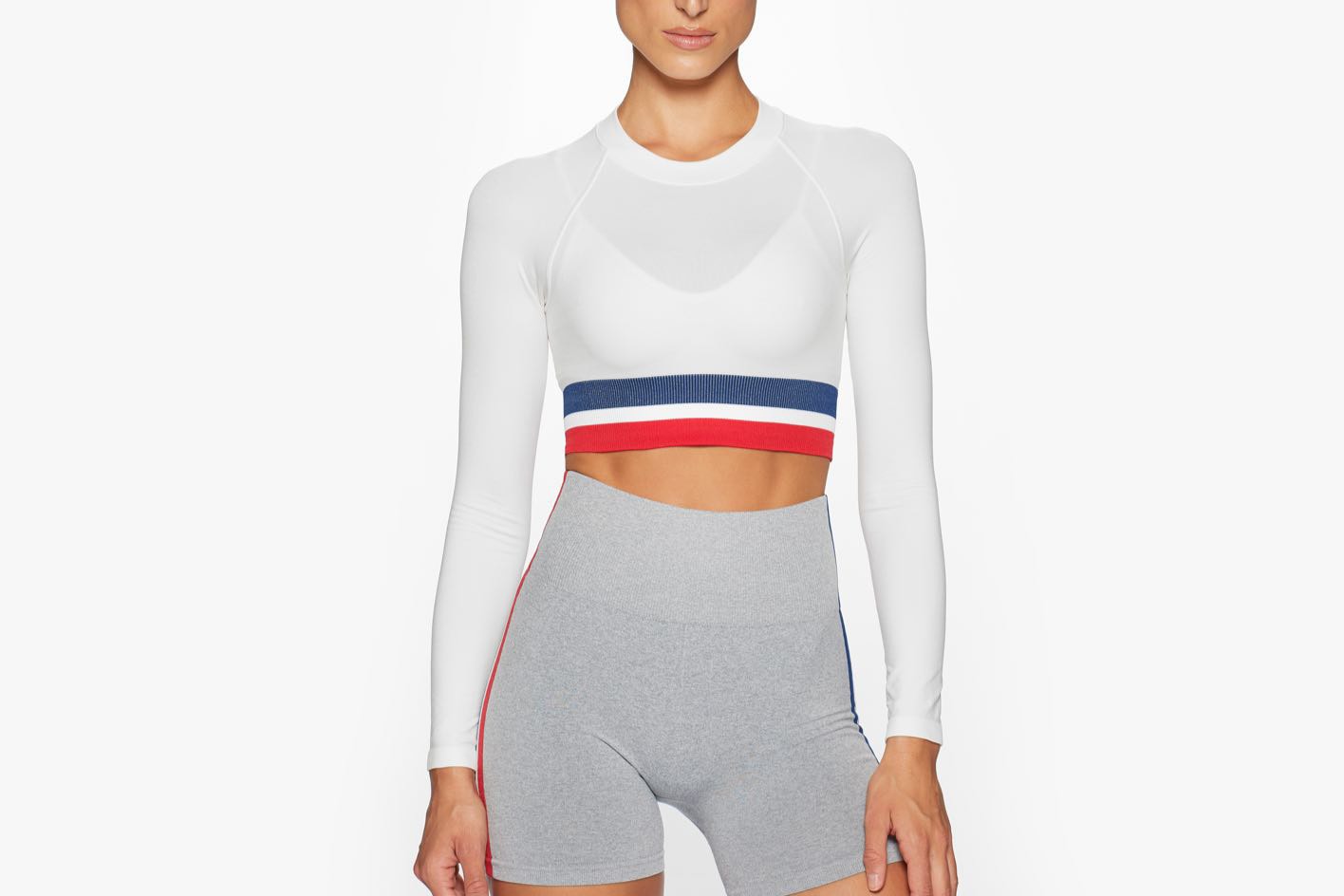 white athletic crop top