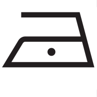 Bügeln mit niedriger Temperatur. Die Temperatur sollte 110 °C nicht überschreiten.