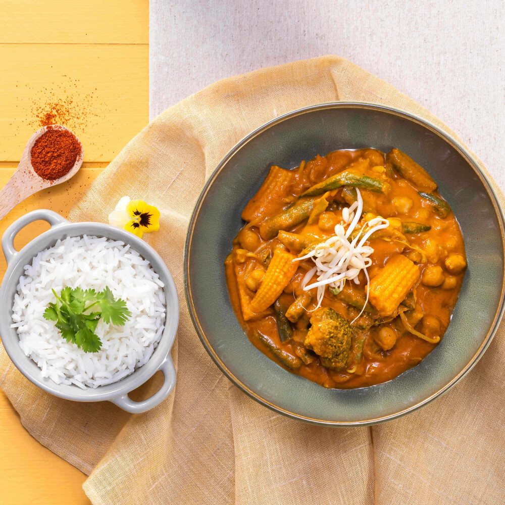 Veganes Curry und aromatischer Basmatireis