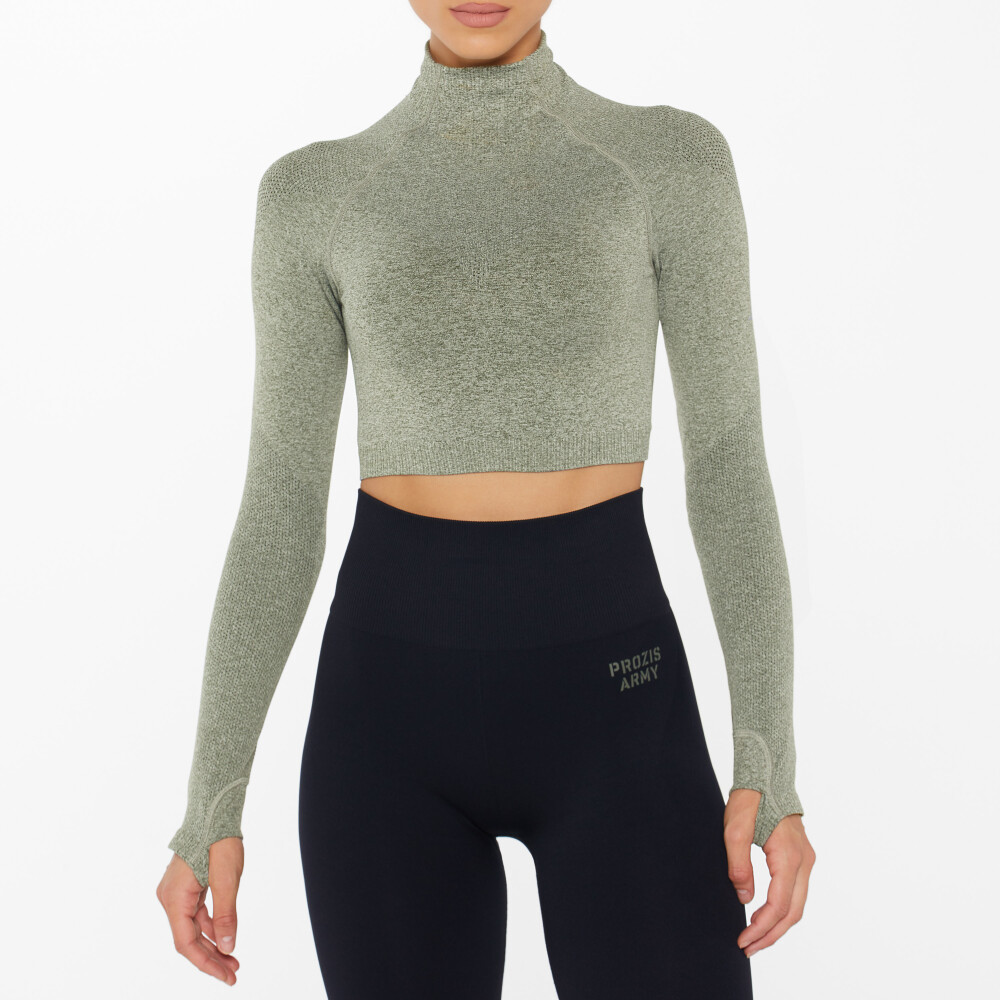 Army Field Action LS Crop Top