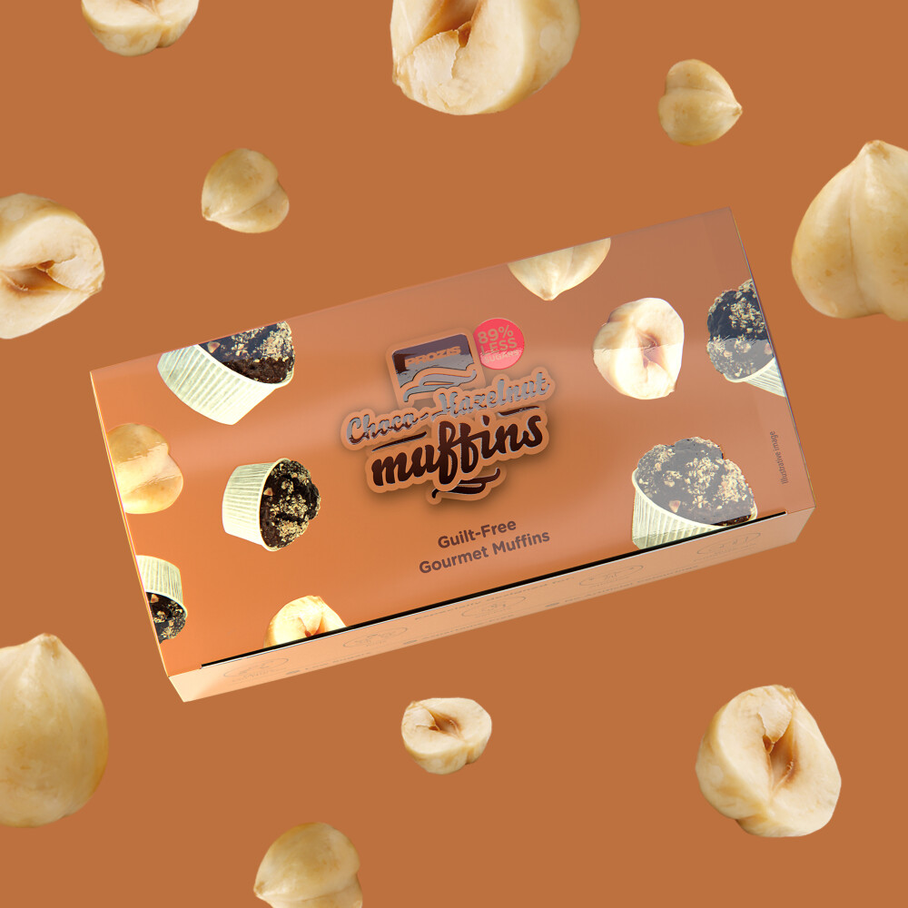 2 x Cocoa-Hazelnut Muffins - Low Sugar Muffins 60 g