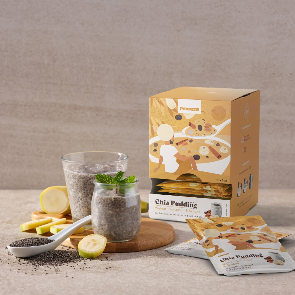 10 x Preparado para Pudim de Chia 24 g - Banana, Noz e Canela
