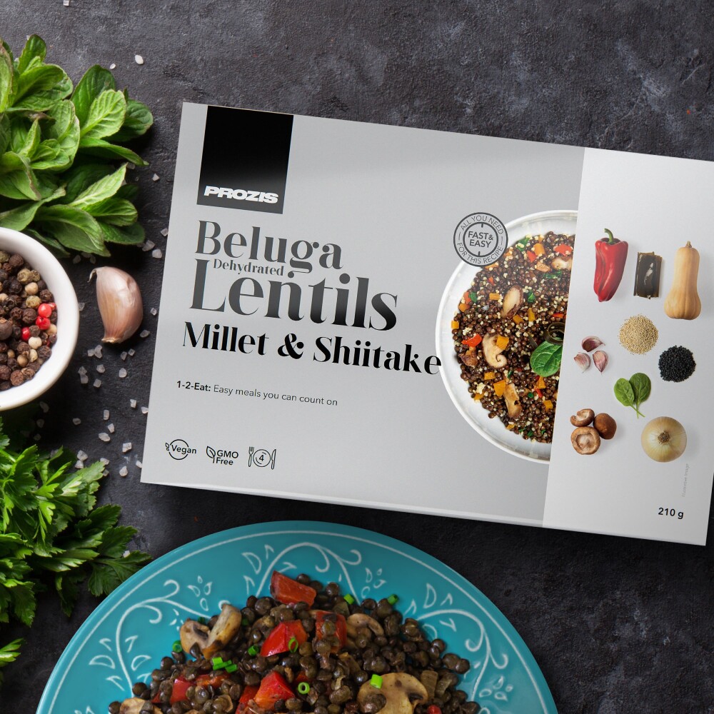 Dehydrated Beluga Lentils - Millet et Shiitake 210 g - 4 portions