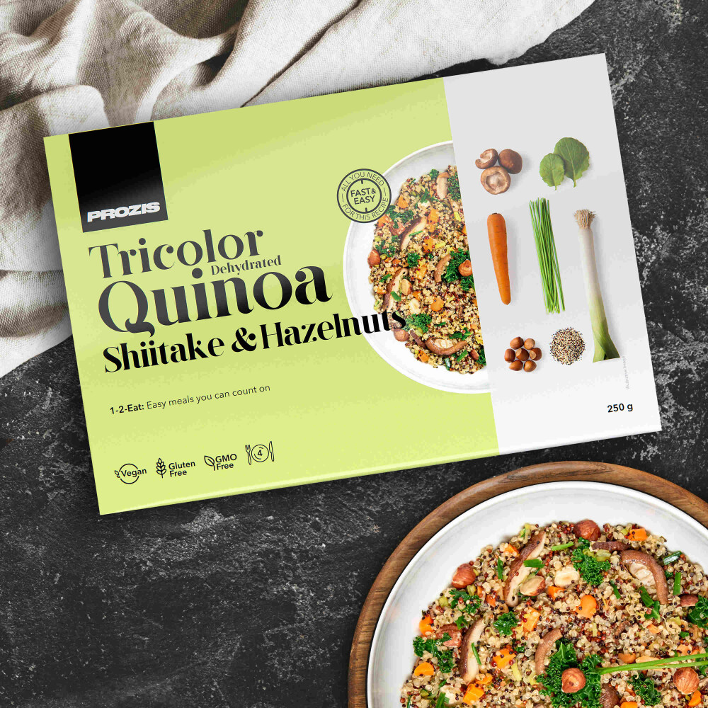 Dehydrated Tricolor Quinoa - Shiitake et Noisettes 250 g - 4 portions