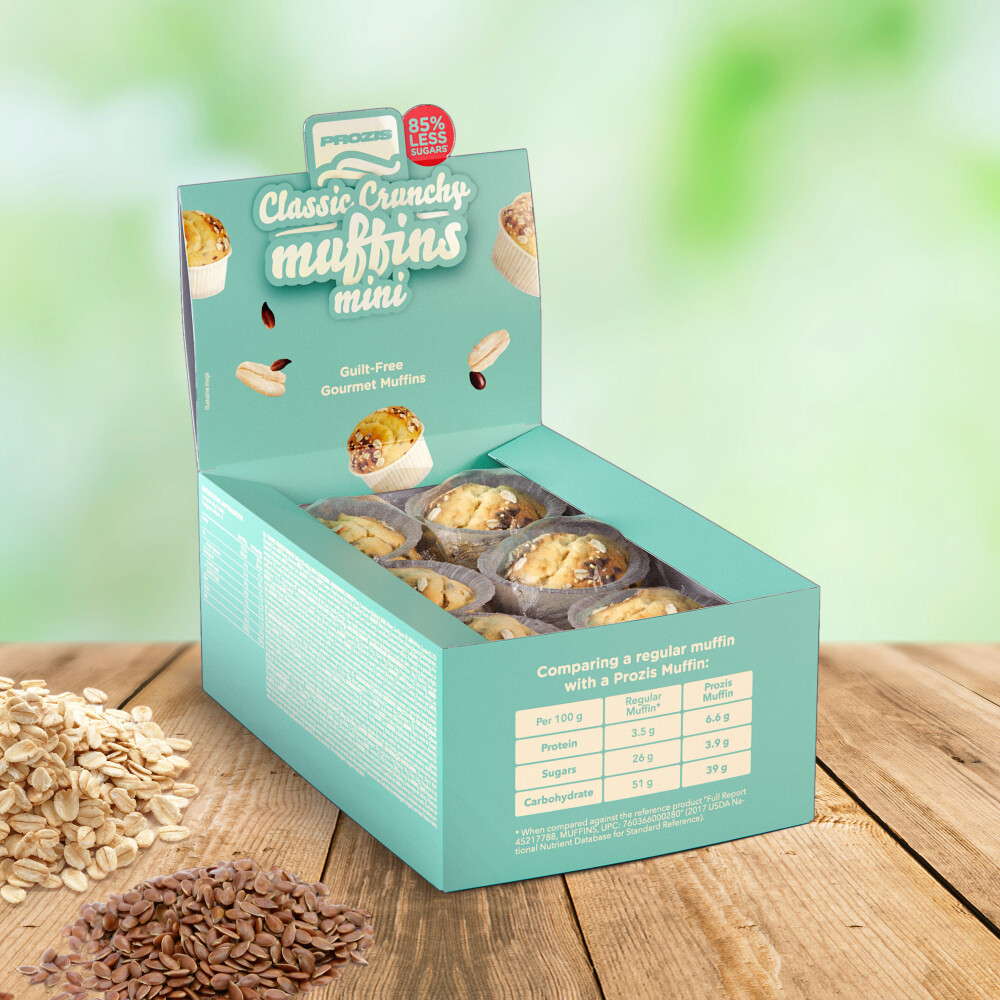 12 x Mini Muffins Clássicos Crocantes com Baixo Teor de Açúcares 30 g