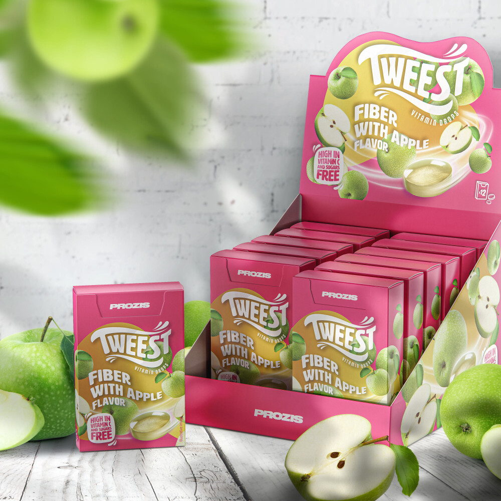 12 x Tweest Vitamin Drops - Fibra con sabor a manzana 50 g